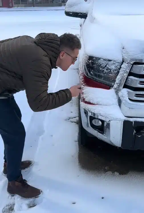Man tries to use remote start on Toyota pickup due to weather but ends up disappointed