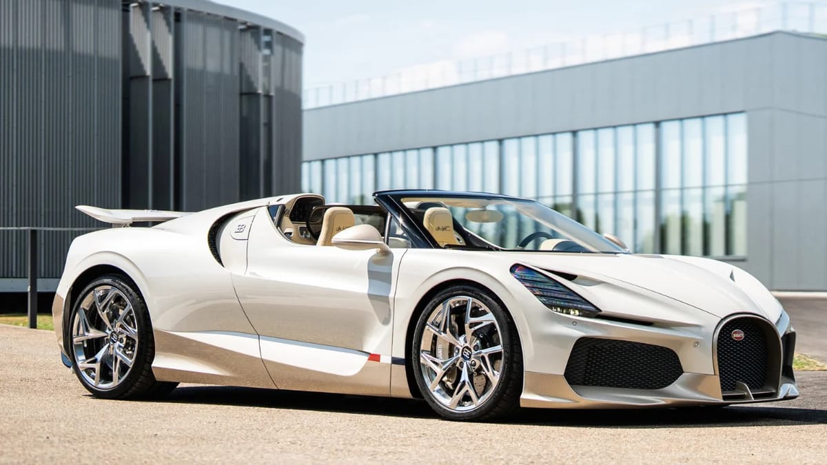 The last ever Bugatti W16 Mistral has rolled off the production line and this is the stunning 1-of-1 car that's marking the moment