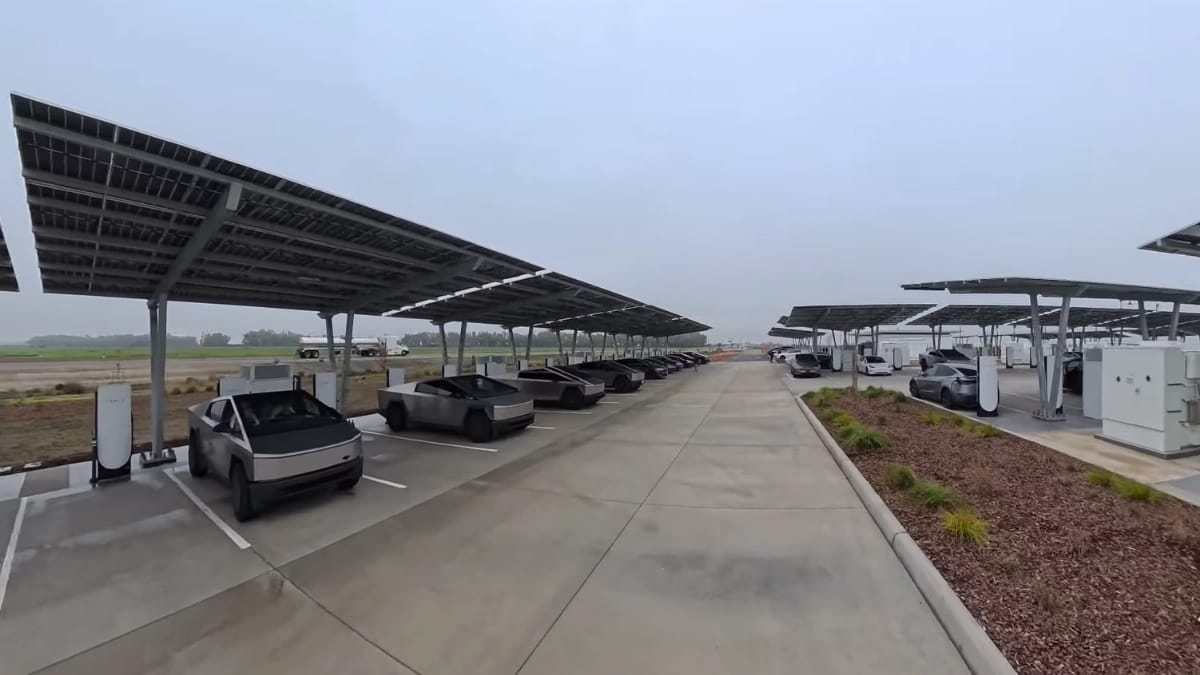 California man explores the world's largest Tesla Supercharger and ...