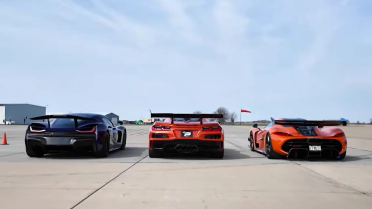 Corvette ZR1X raced against a Koenigsegg Jesko and a Rimac Nevera