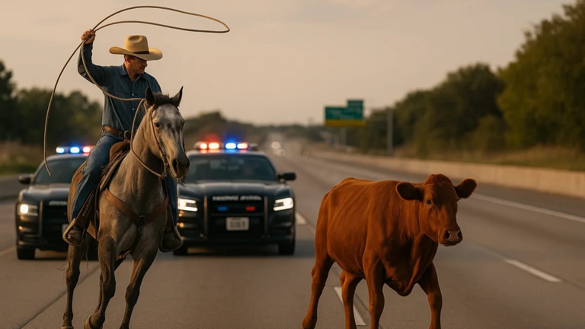 When the Oklahoma police couldn’t catch a loose cow on the road, they ...