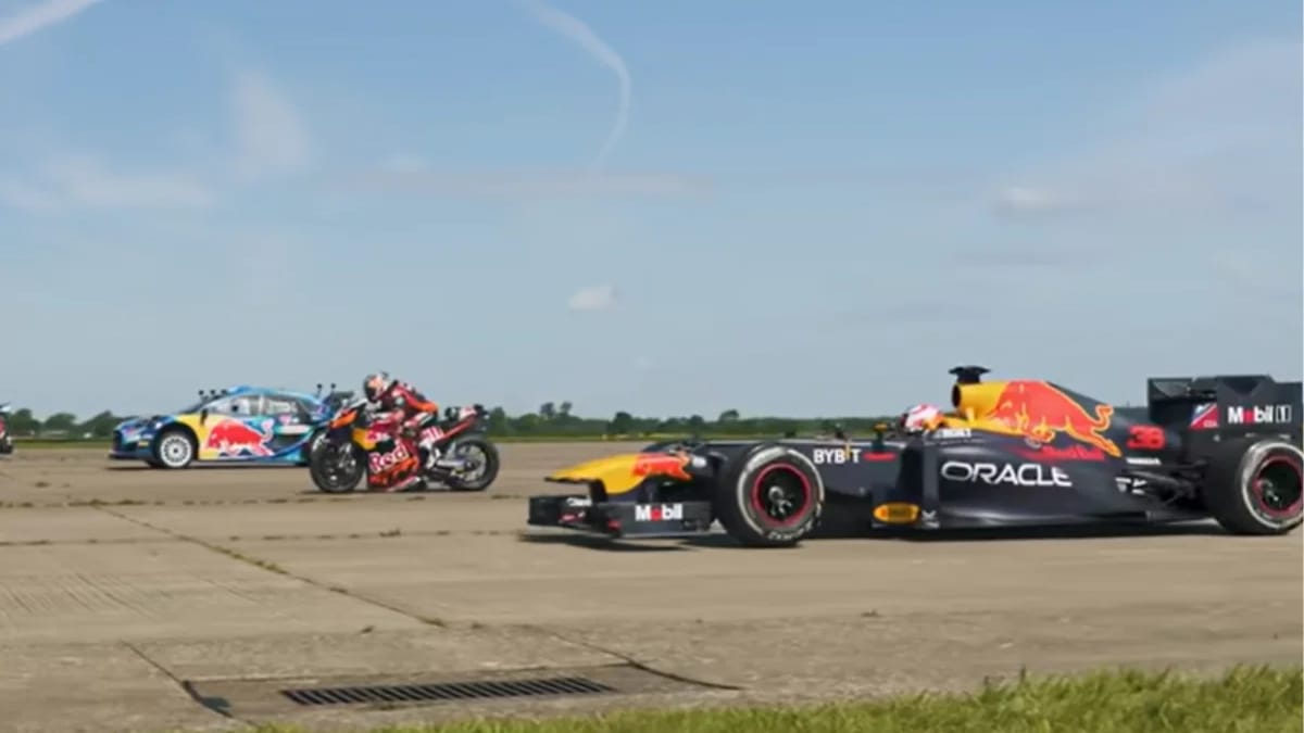 Gladiator Red Bull Racing Red Bull lined up everything from a MotoGP bike to an F1 car in an all ...
