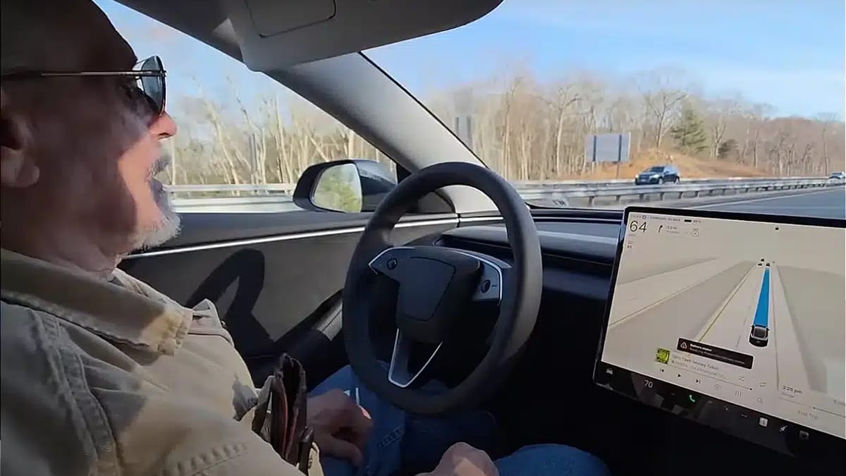 Retired bus driver, 82, tries full self driving mode on Tesla for first ...