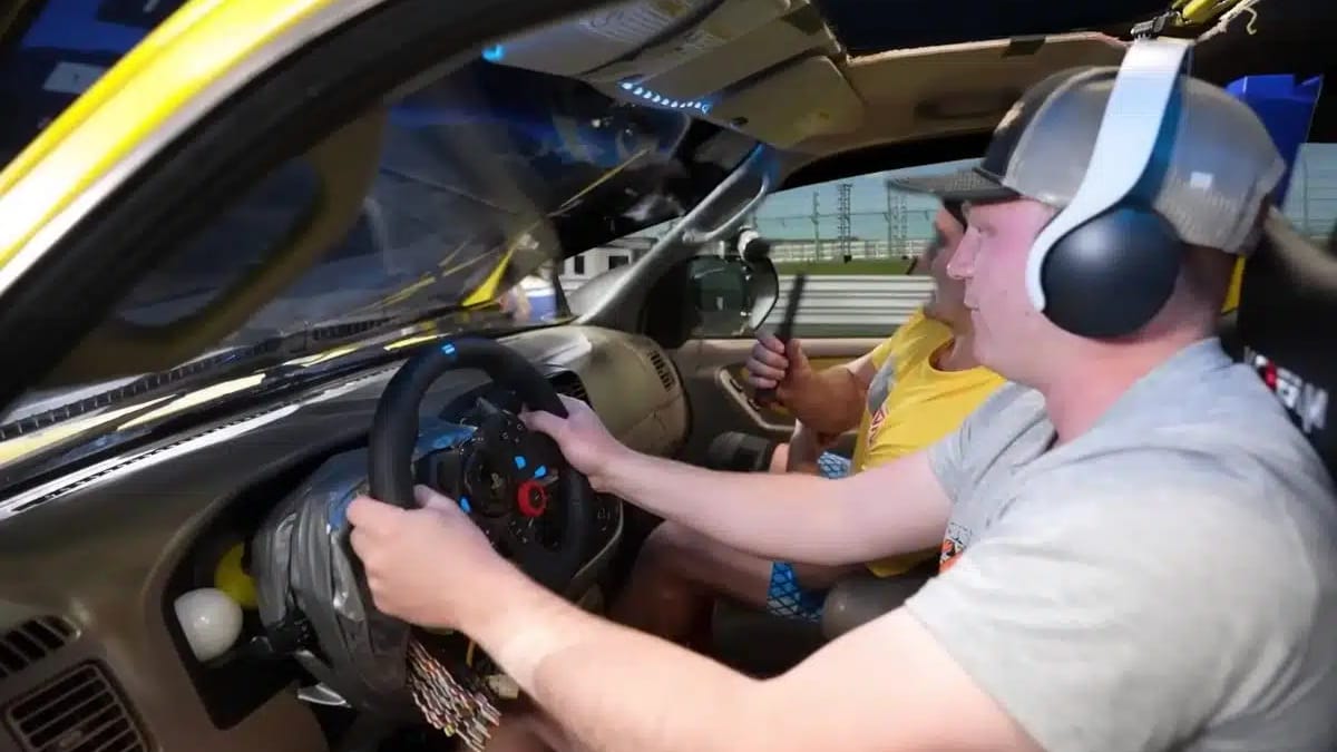 This guy turned his car into the ultimate racing simulator experience