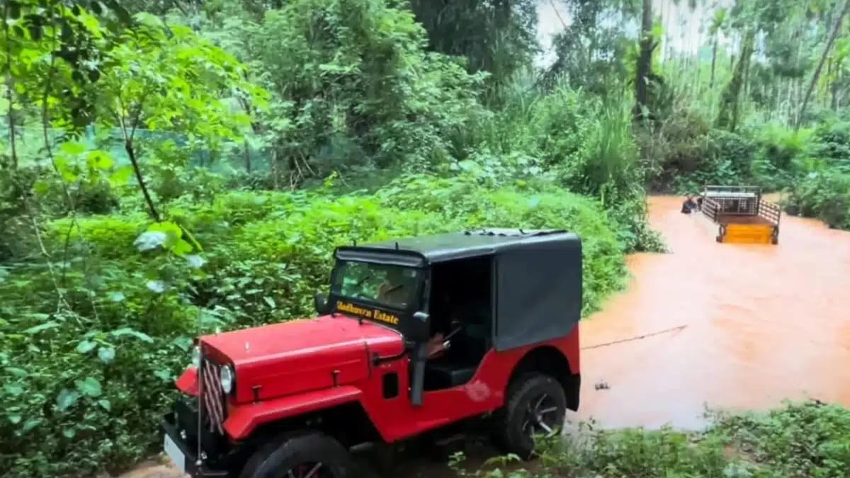 55-year-old Mahindra C3JB jeep rescues truck from river