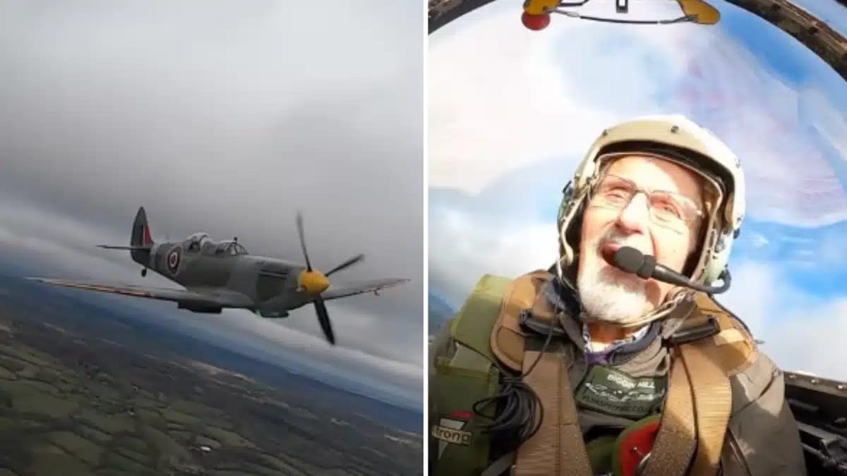 Former RAF pilot takes to skies in Spitfire aged 102 years old