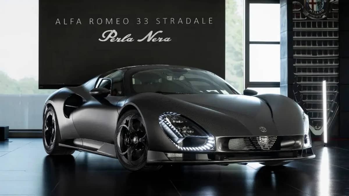 Alfa Romeo unveils 2026 33 Stradale Perla Nera, a one-off blacked out carbon fiber version of its ultra-limited supercar