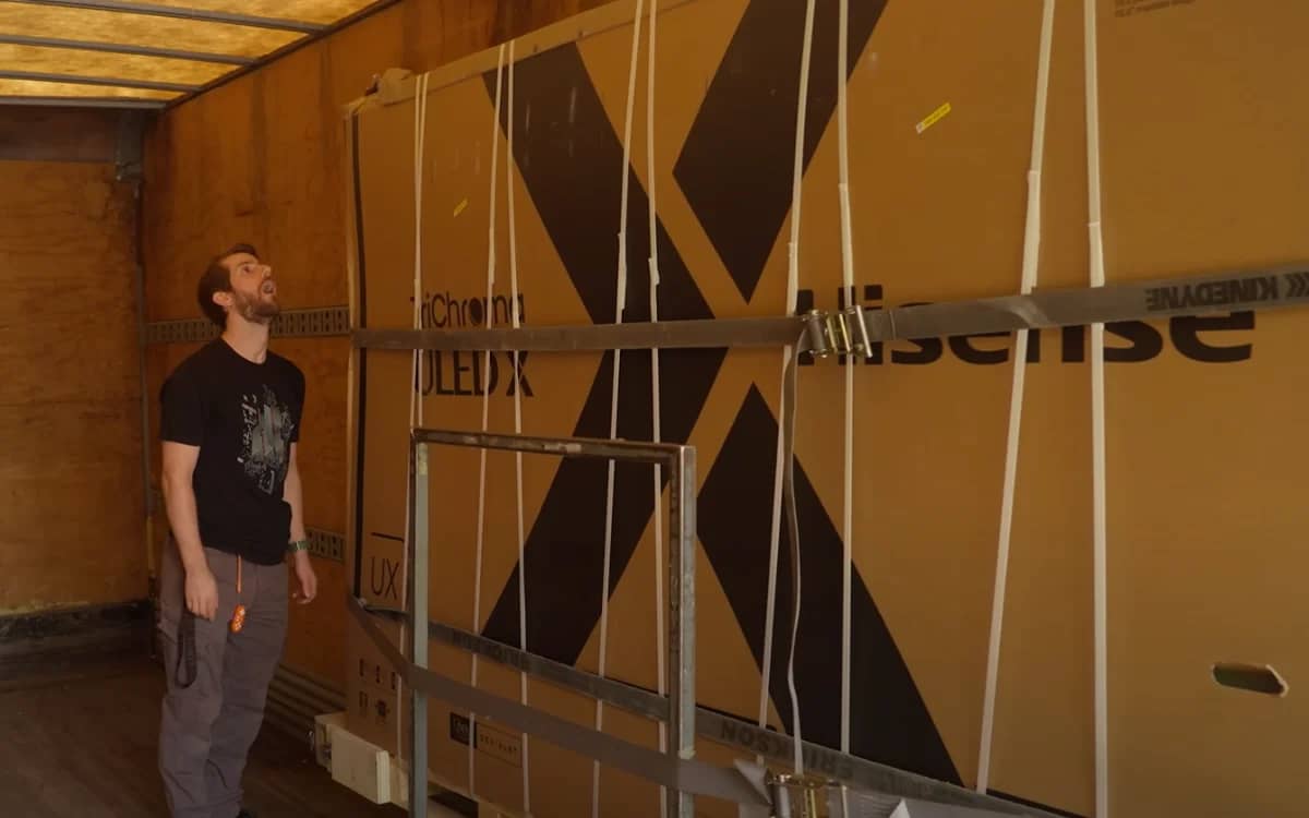 Man unboxes the world's biggest TV and can't believe the size of it