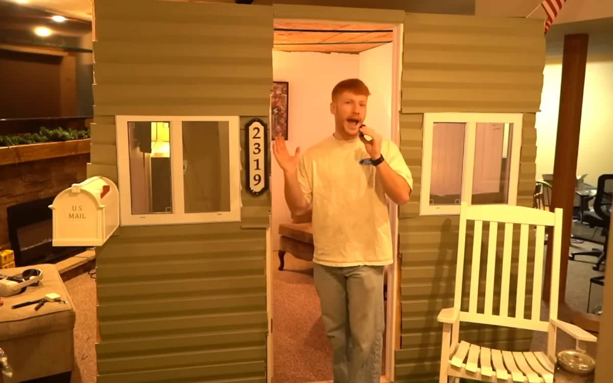 US YouTuber builds a fully functional house inside his parents house then films his dad's hilarious reaction