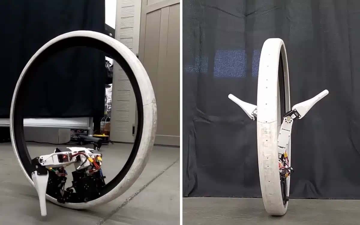 Fascinating ‘Ringbot’ monocycle robot rolls around and balances on two legs