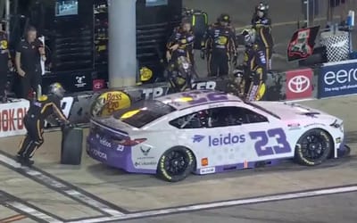 Bubba Wallace Toyota teammate had to step in and fix his tire after it fell off after pit stop in Richmond
