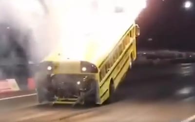 Someone put 8750hp on a school bus and it launched off the line like a fighter jet