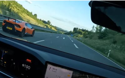 Cheapest Tesla Model S faces Lamborghini Huracán Performante on Autobahn in ultimate test of acceleration