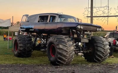 1961 Cadillac hearse monster truck with 14 seats for sale in Pennsylvania for $100K