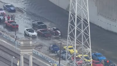 72 modded cars impounded by cops in one sweep of the LA river in scene that looks straight out of a movie