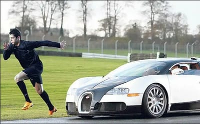 Cristiano Ronaldo took on a Bugatti Veyron in a race and actually managed to win
