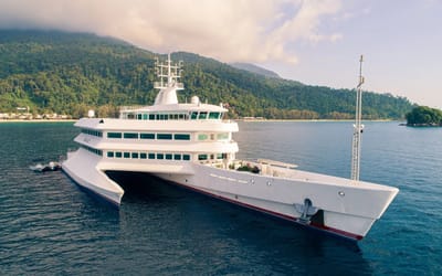 290ft superyacht's unorthodox design allows it to 'walk sideways' and even survive a tsunami