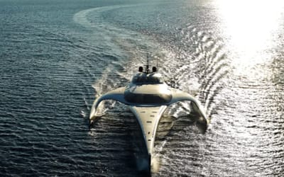 Superyacht's one-of-a-kind sci-fi design leaves its owner feeling like he's 'living in a goldfish bowl' every time he docks