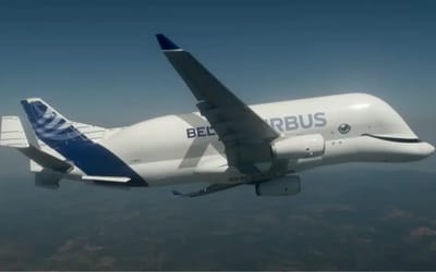 Video showing the Airbus Beluga ‘whale plane’ soaring high in the skies confuses people as to what it is