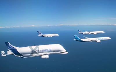 Airbus celebrated its 50th birthday by flying its most iconic aircraft together in formation