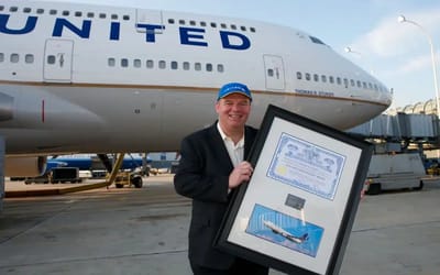 American who purchased lifetime airline pass in 1990 has flown more miles than the Apollo 11 moon mission