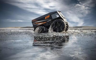 New 71-inch-wheeled 'monster truck' can drive on snow and float across a lake