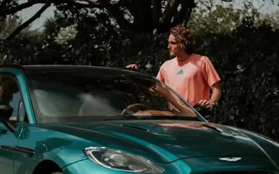 Tennis star gathers attention on streets of Monte Carlo as he casually drives gorgeous $1M Aston Martin