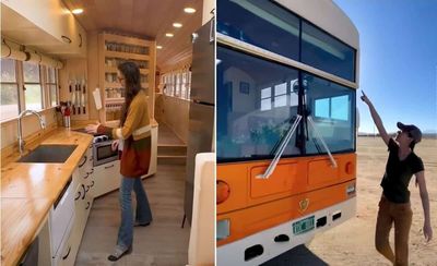 American couple converts abandoned, old school bus into beautiful RV home