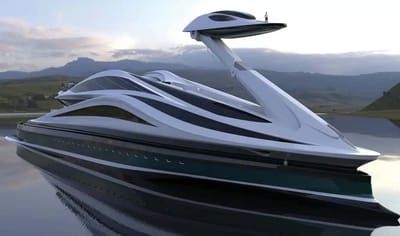 There’s a swan-shaped superyacht and the head is a detachable boat