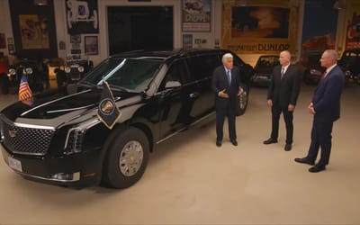 The Beast rolls into Jay Leno's garage and Secret Service agents explain why they can't even let him peek inside