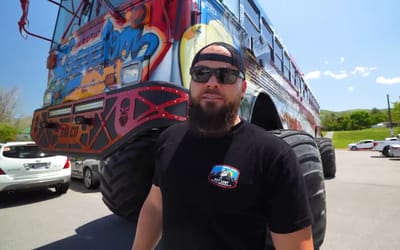 Utah dad picked his kids up from school in the world's biggest bus, it's basically a monster truck