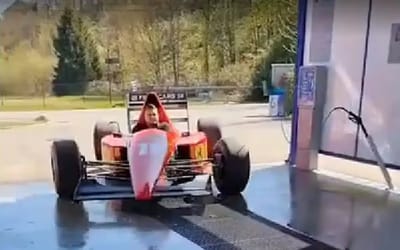 Bizarrely a man took his Ferrari F1 car to a drive-thru car wash