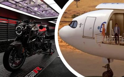 Luxury jet is a $260m ‘superyacht of the sky’ with its own motorcycle garage