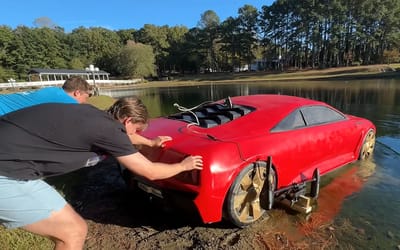 Virginia YouTuber who bought a $30,000 Bugatti off Alibaba and got a foam car turns it into a boat