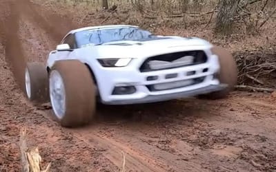 Mustang given oversized tires and 1,200 horsepower to become hill-climbing MUDstang