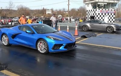 Chevy Corvette E-Ray drag raced Ford Mustang Dark Horse in ultimate American muscle head-to-head but there was an annihilation