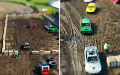 Surreal tilt shift video makes real derby cars look like toys