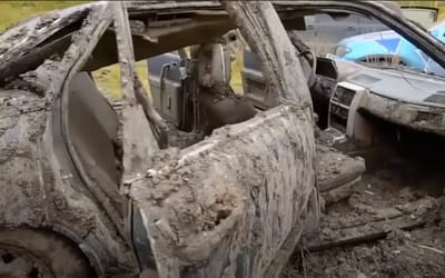 These guys tried to start wrecked cars that spent a year buried underground