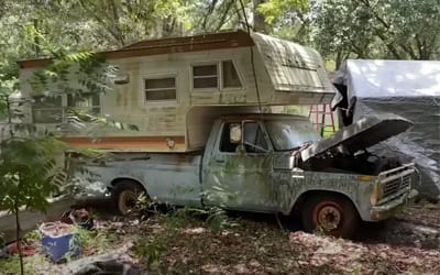 Heavy-duty V8 Ford truck pulled from swamp it was resting in after years of abandonment