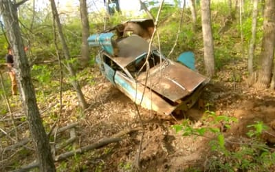 Something awful happened when man tried to rescue 1959 Chevy Impala stuck in ravine