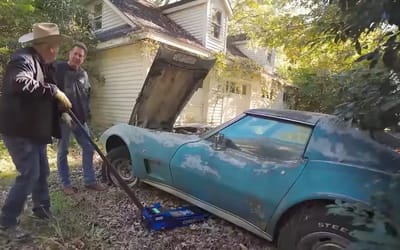 Mystery Corvette in strange color emerges from abandoned Missisippi property after over 40 years