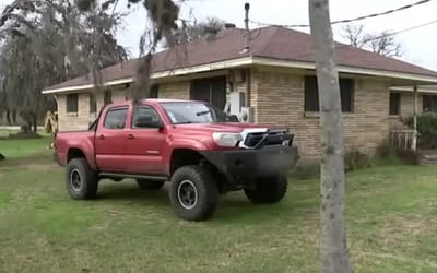 Man in Texas was arrested after temporarily parking his pick-up truck on his own front lawn