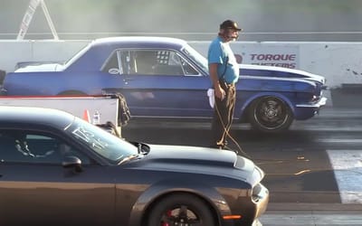 Dodge Demon takes on old-school muscle cars in drag race, and one plays no games