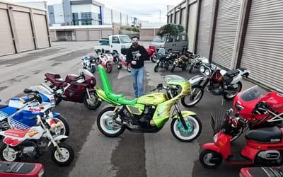 Pennsylvania man who bought 40ft shipping container filled with motorbikes banned in the USA for $80k tries to start them up