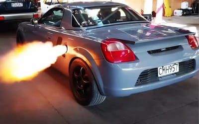 New Zealander thought his Toyota MR2 Spyder was too slow so he built a version that shoots flames