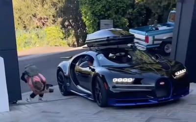 Illinois man known for his supercar collection scraped his $3 million Bugatti on a fellow YouTuber’s driveway