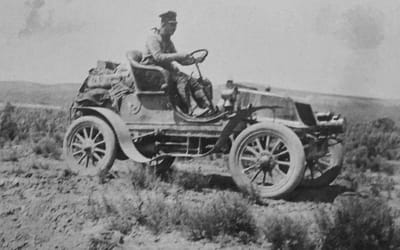 First person who ever drove across the entire US did it for a $50 bar bet and it took him 2 months with most of his car needing to be replaced