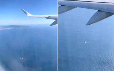 Incredible footage shows dad sending message from his boat to daughter leaving on a plane