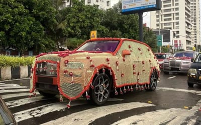 Anant Ambani arrived at wedding in $1.5M Rolls Royce SUV adorned in golden mesh and flowers