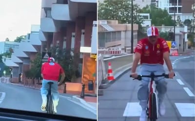 Charles Leclerc spotted casually cycling home after winning the Monaco GP